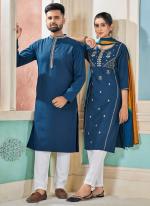 Pure Viscose Sea Blue Festival Wear Embroidery Work Readymade Combo Set